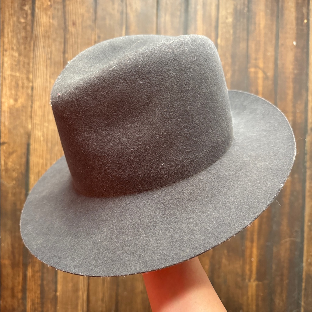 Janessa Leone Black / Dark Gray Soft Body Wool Hat Western Boho Fits Large Head